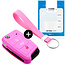 Capa para chave do carro compatível com Audi - Capa Protetora de Chave Remota de Silicone - Tampa Remota FOB - Rosa
