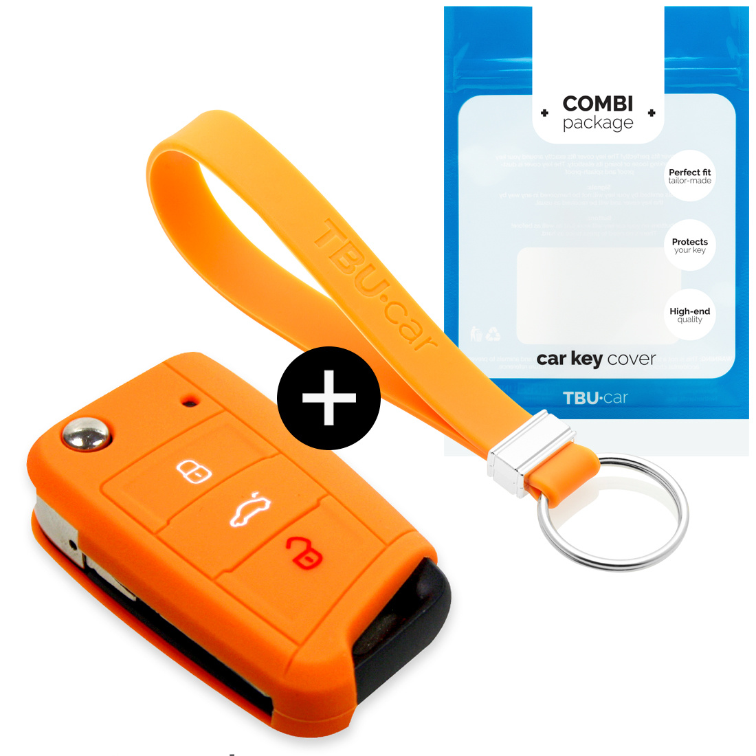 TBU car TBU car Car key cover compatible with Audi - Silicone Protective Remote Key Shell - FOB Case Cover - Orange