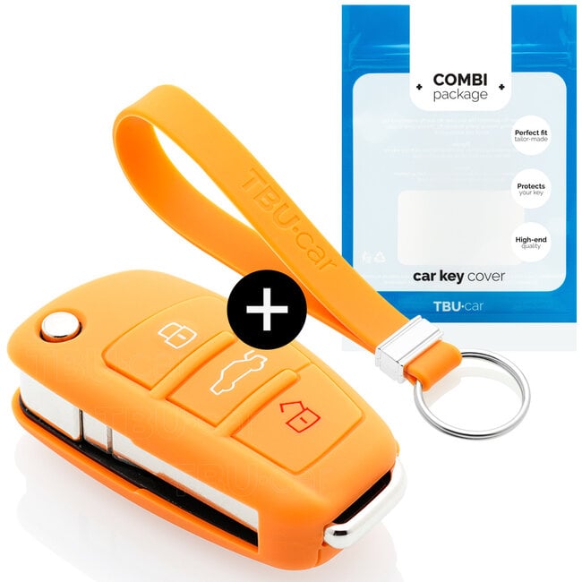 Sleutel cover compatibel met Audi - Silicone sleutelhoesje - beschermhoesje autosleutel - Oranje
