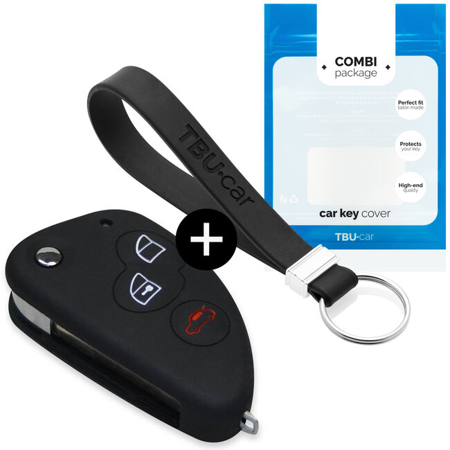 Housse de Protection clé compatible avec Alfa Romeo - Coque Cover Housse étui en Silicone - Noir