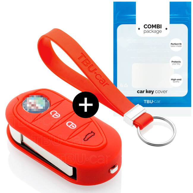 Car key cover compatible with Alfa Romeo - Silicone Protective Remote Key Shell - FOB Case Cover - Red