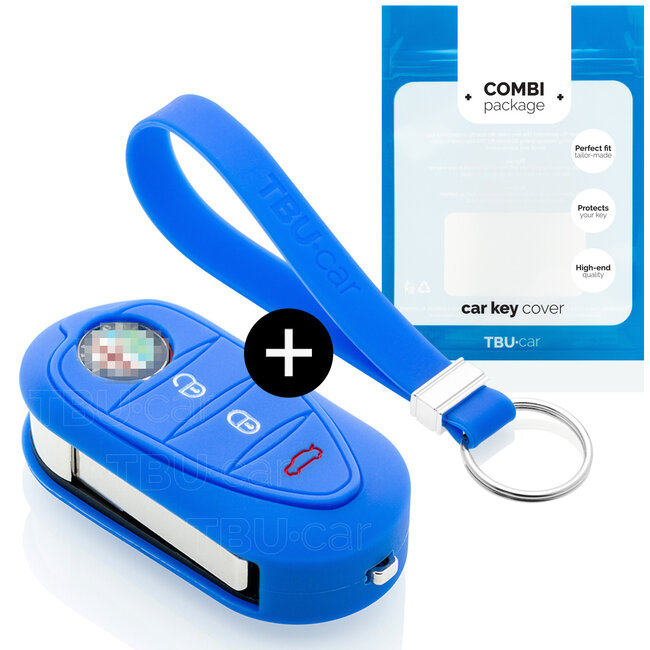 Car key cover compatible with Alfa Romeo - Silicone Protective Remote Key Shell - FOB Case Cover - Blue