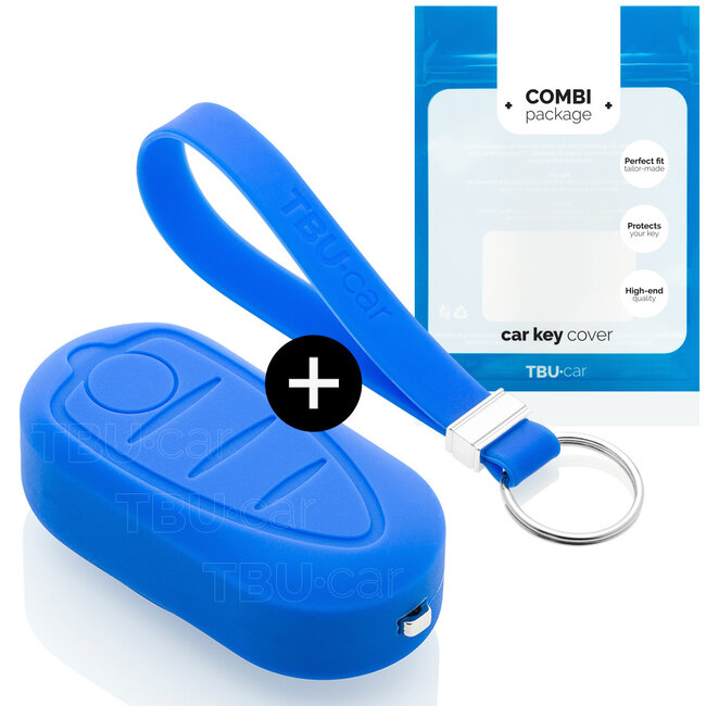 Car key cover compatible with Alfa Romeo - Silicone Protective Remote Key Shell - FOB Case Cover - Blue