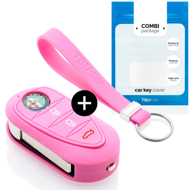 Funda Carcasa llave compatible con Alfa Romeo - Funda de Silicona - Cover de Llave Coche - Rosa