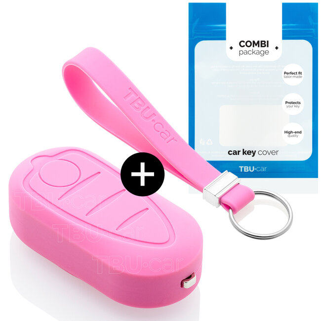 Sleutel cover compatibel met Alfa Romeo - Silicone sleutelhoesje - beschermhoesje autosleutel - Roze