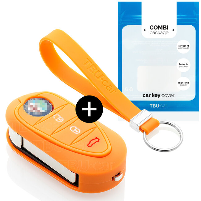 Capa para chave do carro compatível com Alfa Romeo - Capa Protetora de Chave Remota de Silicone - Tampa Remota FOB - Laranja