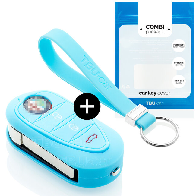 Capa para chave do carro compatível com Alfa Romeo - Capa Protetora de Chave Remota de Silicone - Tampa Remota FOB - Azul claro
