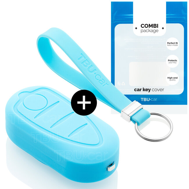 Car key cover compatible with Alfa Romeo - Silicone Protective Remote Key Shell - FOB Case Cover - Light Blue