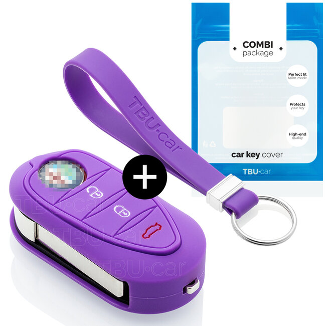 Housse de Protection clé compatible avec Alfa Romeo - Coque Cover Housse étui en Silicone - Violet