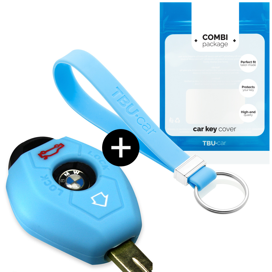 TBU car TBU car Car key cover compatible with BMW - Silicone Protective Remote Key Shell - FOB Case Cover - Light Blue