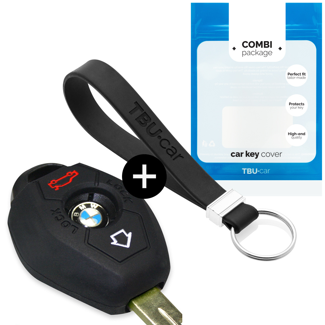 FUNDA CARCASA LLAVE PARA BMW CUADRADA CROMO Y NEGRO