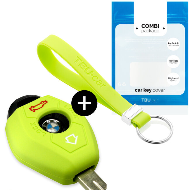 Car key cover compatible with BMW - Silicone Protective Remote Key Shell - FOB Case Cover - Lime green