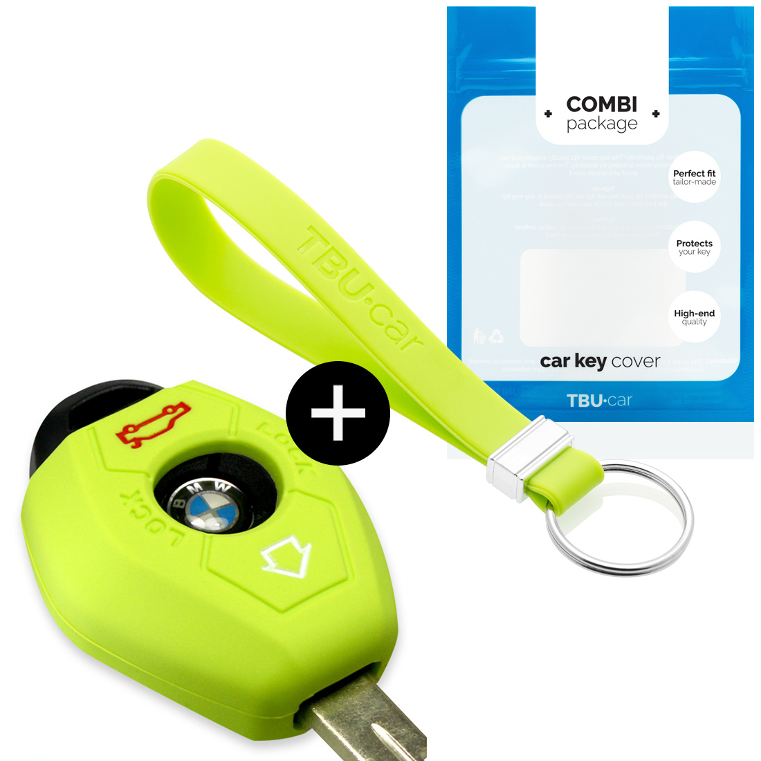 TBU car BMW Capa Silicone Chave do carro - Capa protetora - Tampa remota FOB - Verde lima