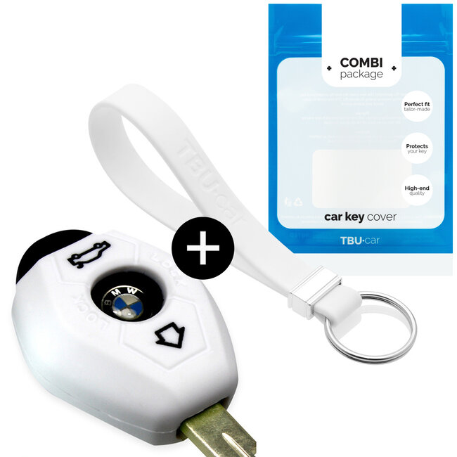 Car key cover compatible with BMW - Silicone Protective Remote Key Shell - FOB Case Cover - White