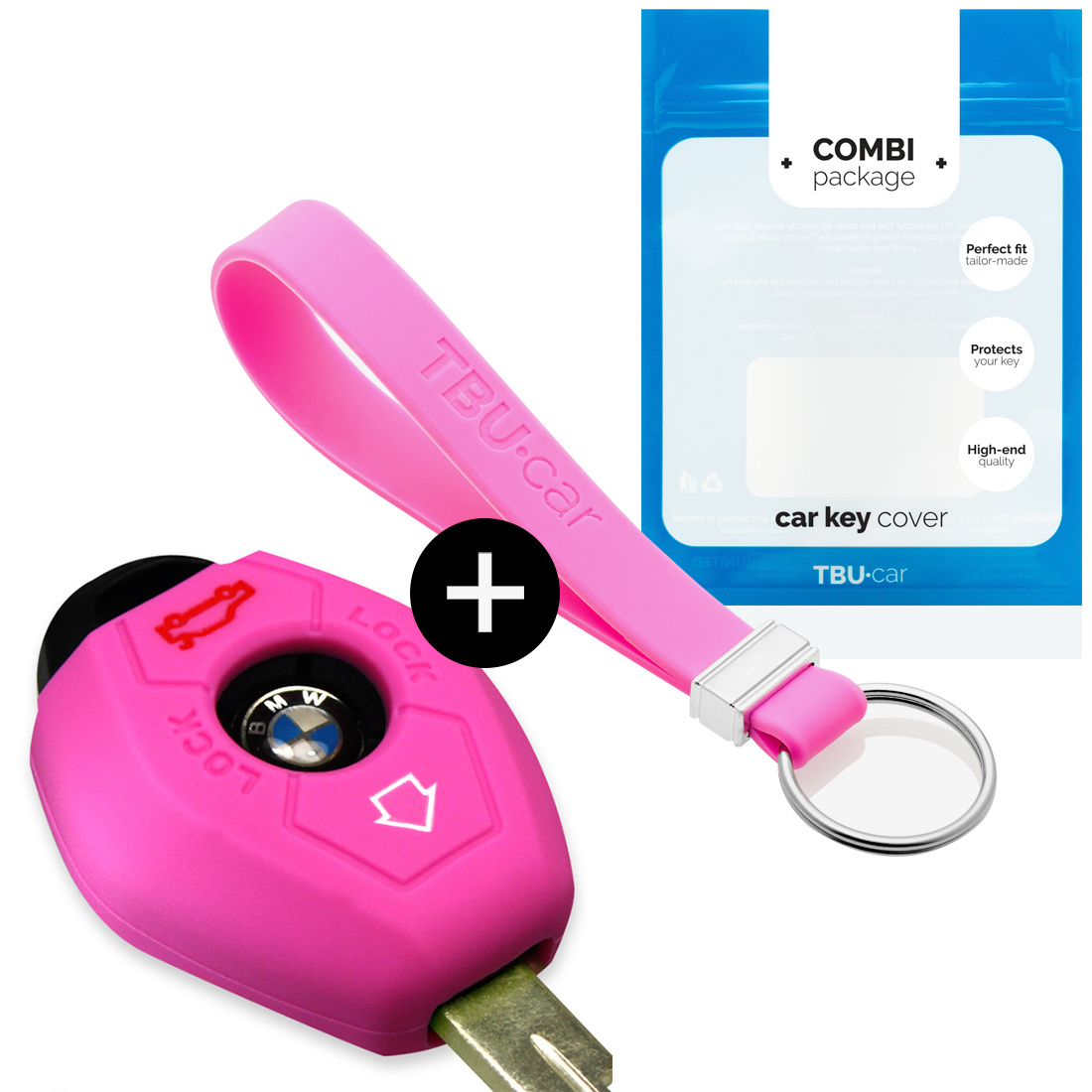 TBU car BMW Capa Silicone Chave do carro - Capa protetora - Tampa remota FOB - Rosa