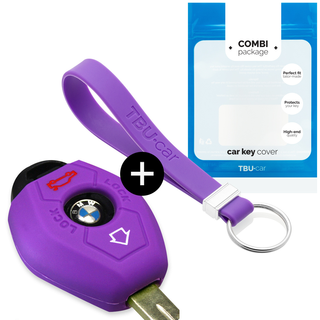 TBU car TBU car Autoschlüssel Hülle kompatibel mit BMW 3 Tasten - Schutzhülle aus Silikon - Auto Schlüsselhülle Cover in Violett