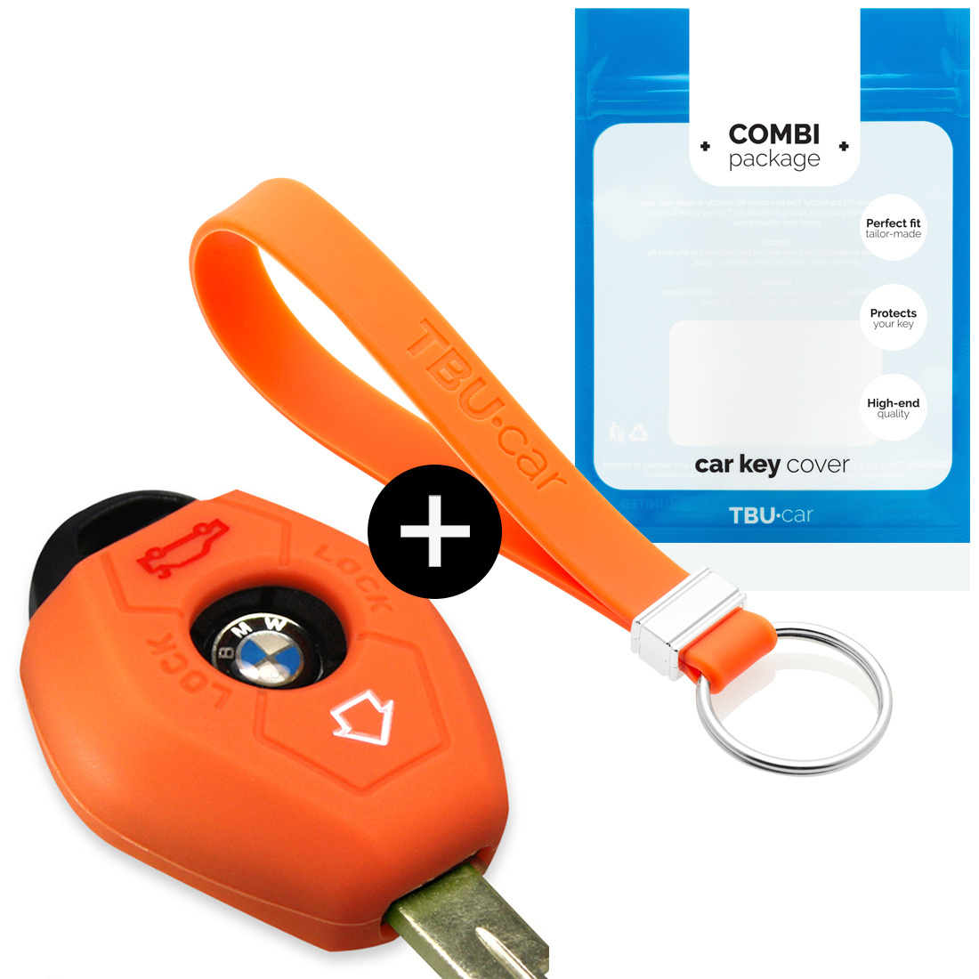 TBU car TBU car Autoschlüssel Hülle kompatibel mit BMW 3 Tasten - Schutzhülle aus Silikon - Auto Schlüsselhülle Cover in Orange