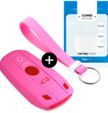 TBU car BMW Capa Silicone Chave do carro - Capa protetora - Tampa remota FOB - Rosa