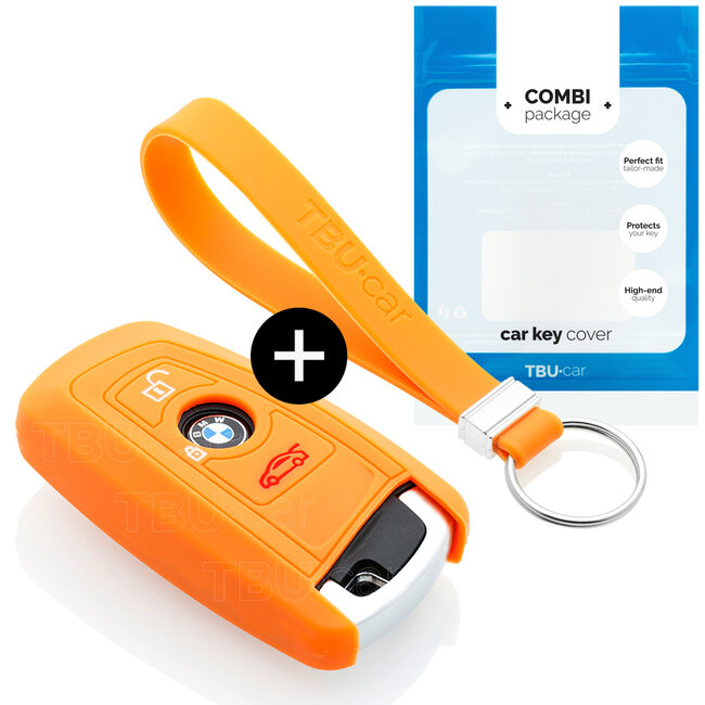 Housse de Protection clé compatible avec BMW - Coque Cover Housse étui en Silicone - Orange