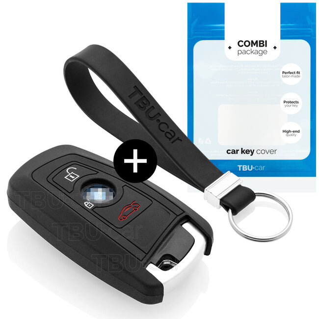 Autoschlüssel Hülle kompatibel mit BMW 3 Tasten (Keyless Entry) - Schutzhülle aus Silikon - Auto Schlüsselhülle Cover in Schwarz