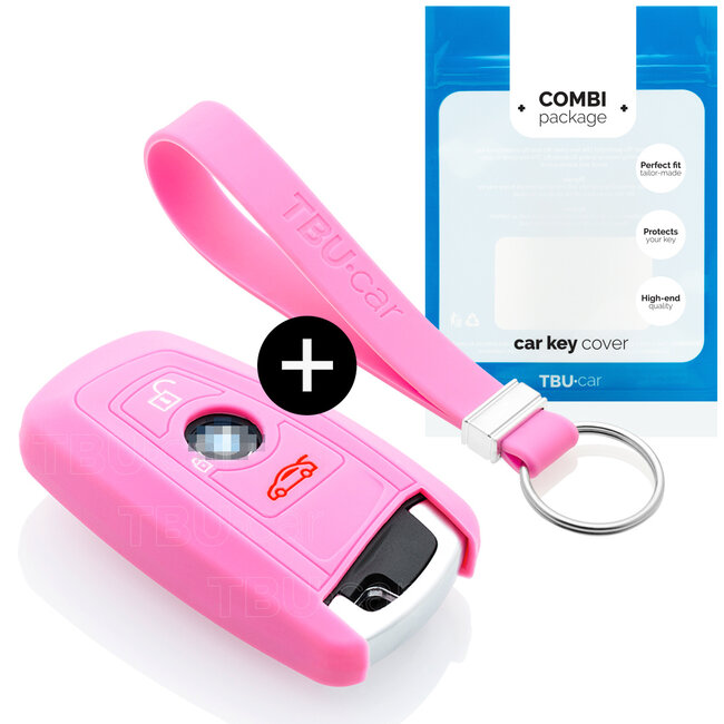 Capa para chave do carro compatível com BMW - Capa Protetora de Chave Remota de Silicone - Tampa Remota FOB - Rosa