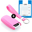 Capa para chave do carro compatível com BMW - Capa Protetora de Chave Remota de Silicone - Tampa Remota FOB - Rosa