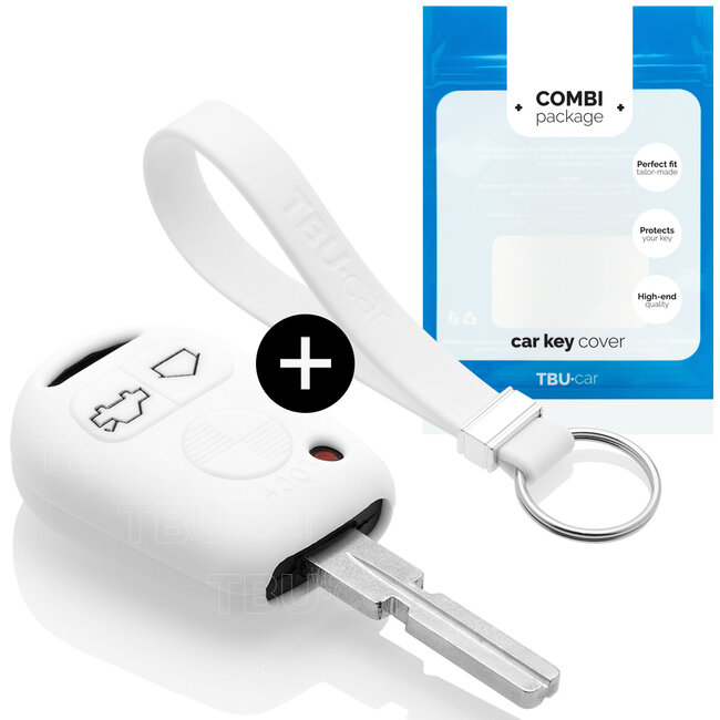 Car key cover compatible with BMW - Silicone Protective Remote Key Shell - FOB Case Cover - White