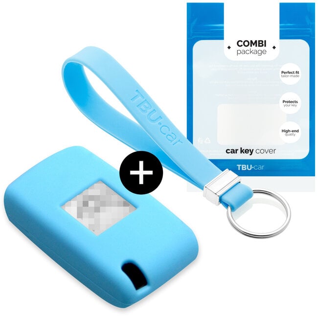 Car key cover compatible with Citroën - Silicone Protective Remote Key Shell - FOB Case Cover - Light Blue