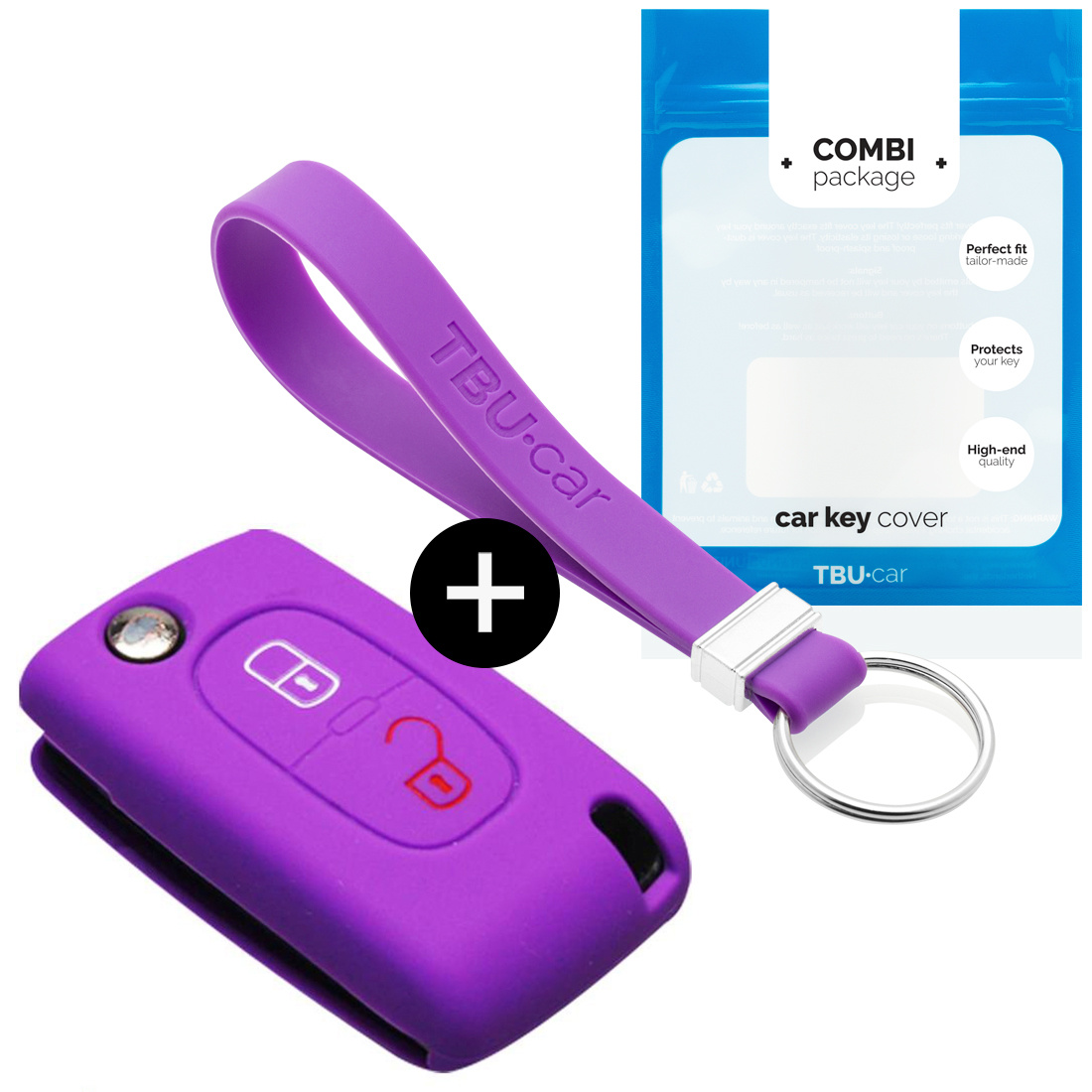 TBU car Citro√´n Capa Silicone Chave do carro - Capa protetora - Tampa remota FOB - Roxo