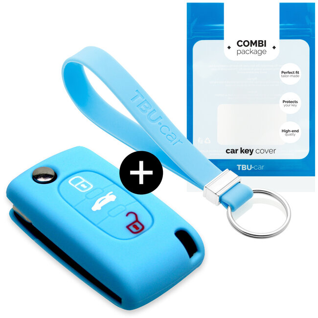 Capa para chave do carro compatível com Citroën - Capa Protetora de Chave Remota de Silicone - Tampa Remota FOB - Azul claro