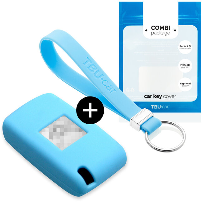Car key cover compatible with Citroën - Silicone Protective Remote Key Shell - FOB Case Cover - Light Blue