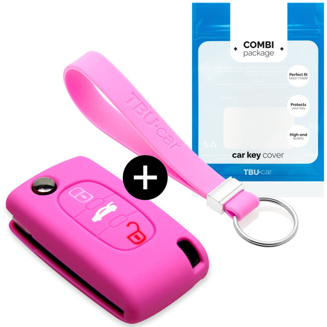 Funda Carcasa llave compatible con Citroën - Funda de Silicona - Cover de Llave Coche - Rosa