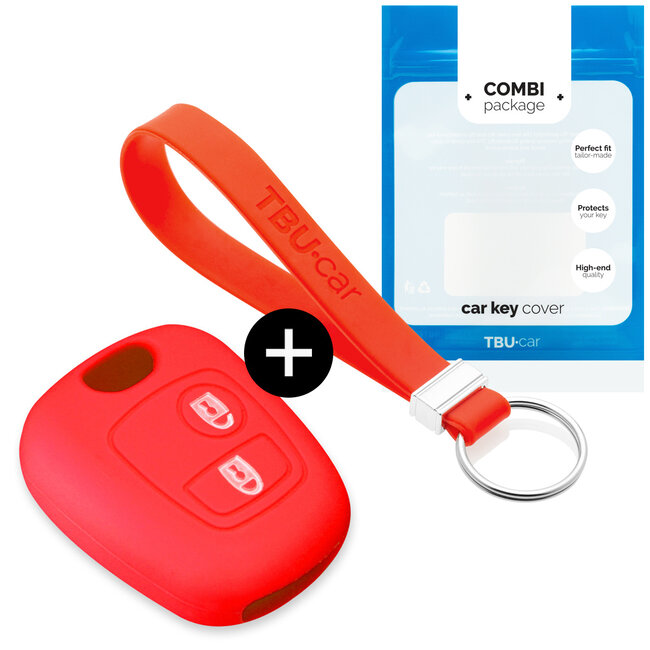Housse de Protection clé compatible avec Citroën - Coque Cover Housse étui en Silicone - Rouge