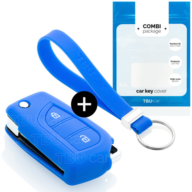 Car key cover compatible with Citroën - Silicone Protective Remote Key Shell - FOB Case Cover - Blue