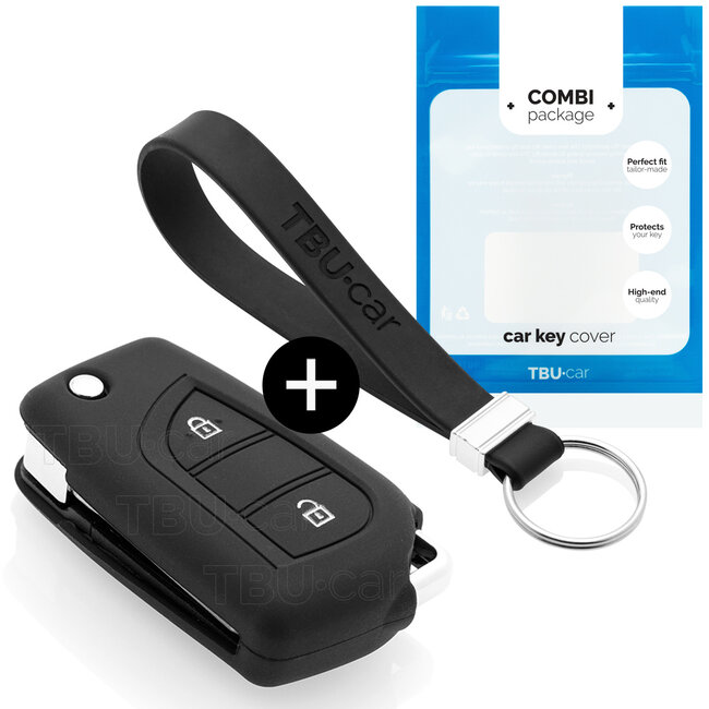 Funda Carcasa llave compatible con Citroën - Funda de Silicona - Cover de Llave Coche - Negro