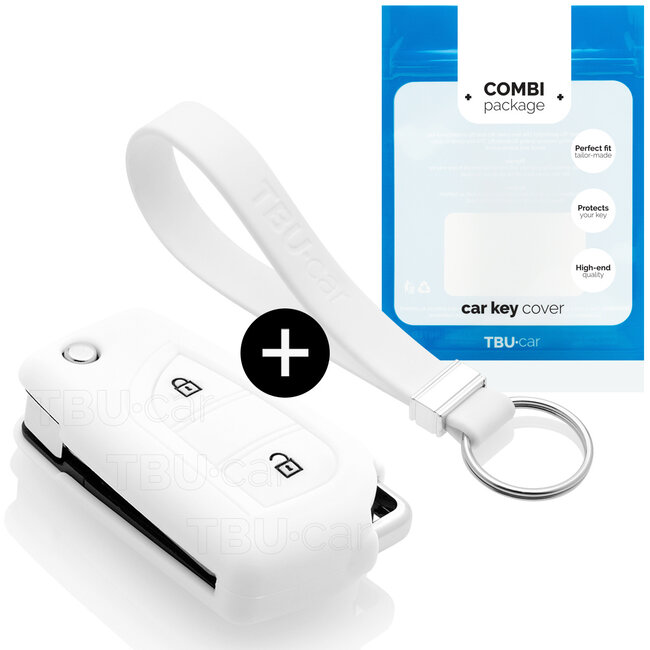 Car key cover compatible with Citroën - Silicone Protective Remote Key Shell - FOB Case Cover - White