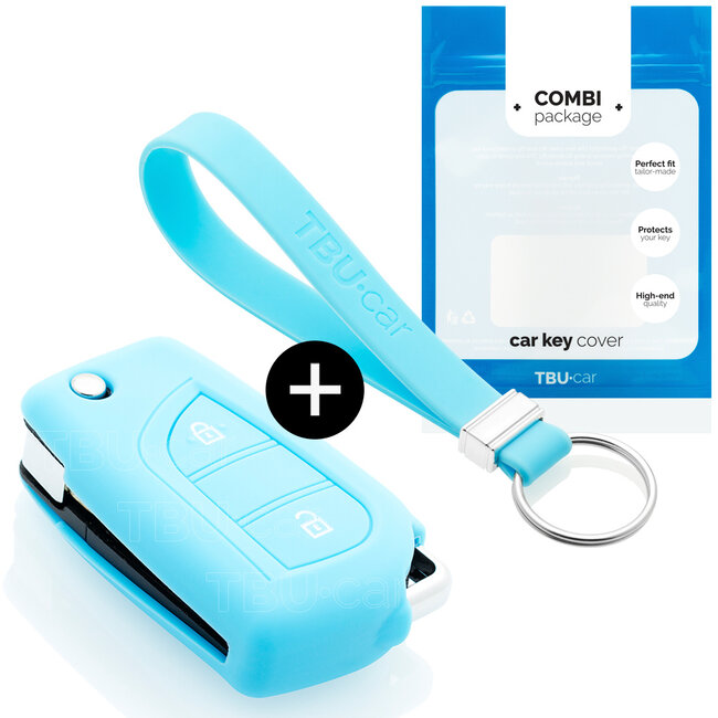 Sleutel cover compatibel met Citroën - Silicone sleutelhoesje - beschermhoesje autosleutel - Lichtblauw