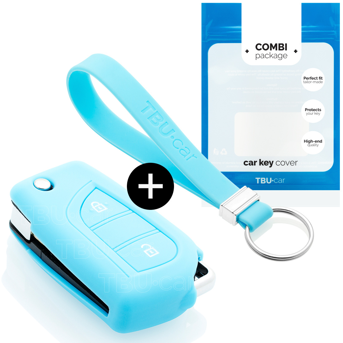 TBU car TBU car Car key cover compatible with Citroën - Silicone Protective Remote Key Shell - FOB Case Cover - Light Blue