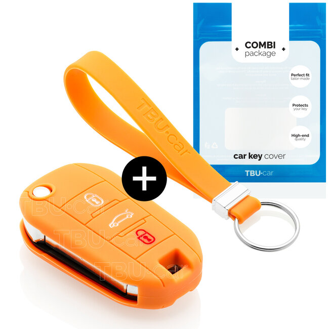 Housse de Protection clé compatible avec Citroën - Coque Cover Housse étui en Silicone - Orange