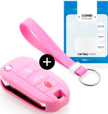 TBU car TBU car Car key cover compatible with Citroën - Silicone Protective Remote Key Shell - FOB Case Cover - Pink