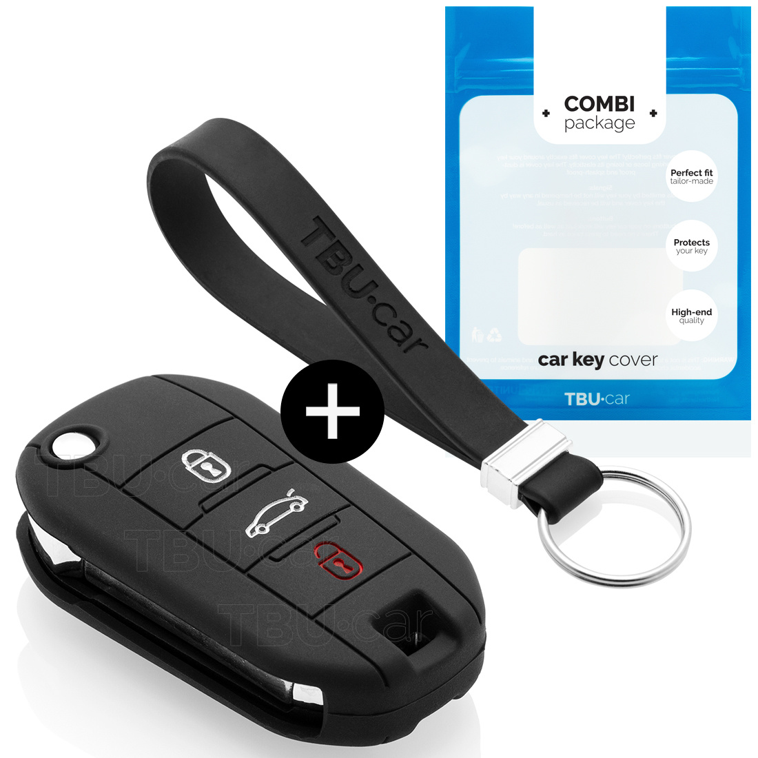 TBU car TBU car Car key cover compatible with Citroën - Silicone Protective Remote Key Shell - FOB Case Cover - Black