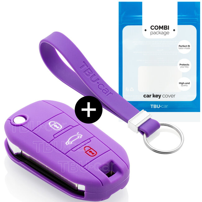 Housse de Protection clé compatible avec Citroën - Coque Cover Housse étui en Silicone - Violet