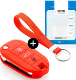 TBU car TBU car Car key cover compatible with Citroën - Silicone Protective Remote Key Shell - FOB Case Cover - Red