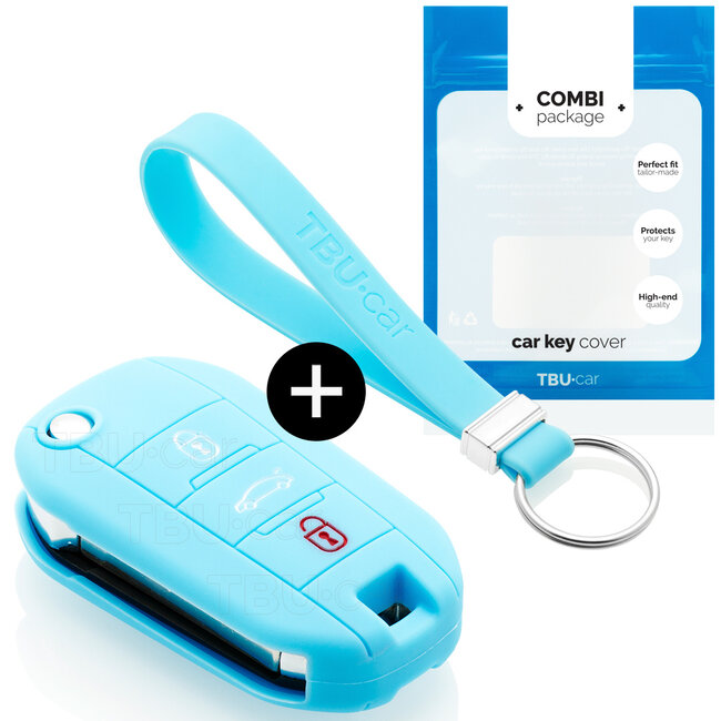 Funda Carcasa llave compatible con Citroën - Funda de Silicona - Cover de Llave Coche - Azul claro