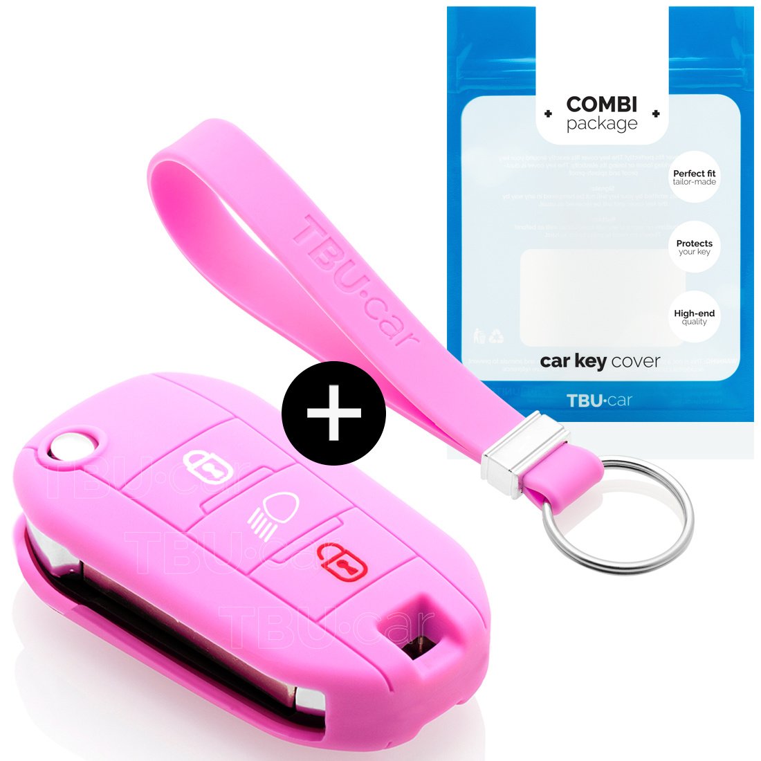 TBU car TBU car Car key cover compatible with Citroën - Silicone Protective Remote Key Shell - FOB Case Cover - Pink