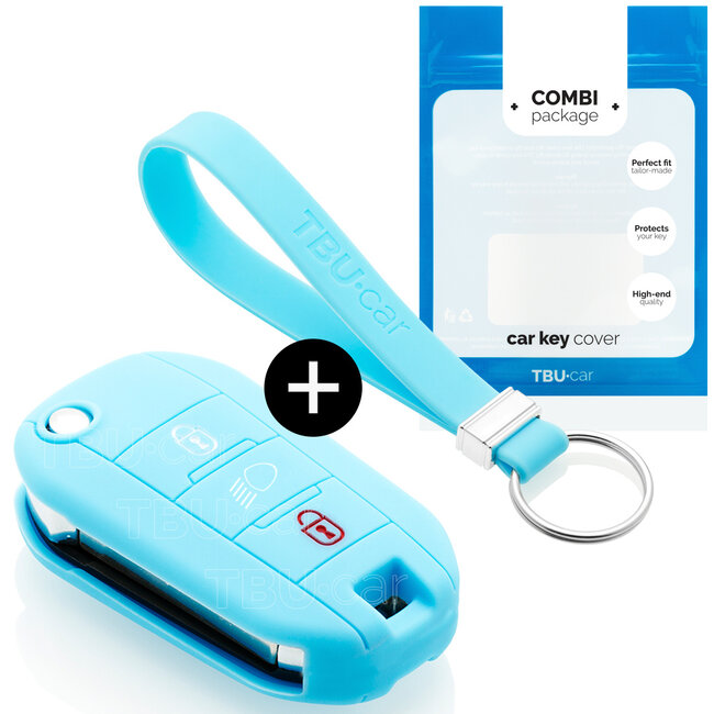 Funda Carcasa llave compatible con Citroën - Funda de Silicona - Cover de Llave Coche - Azul claro