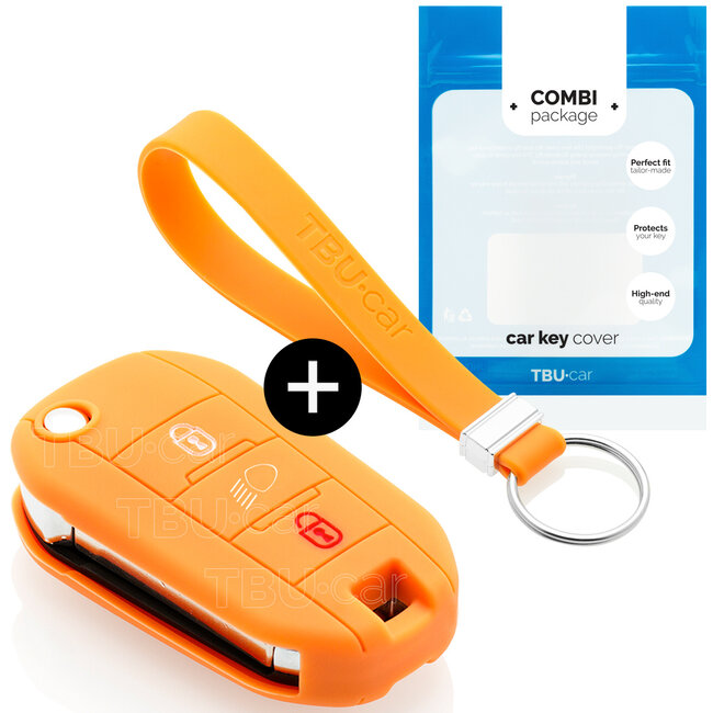 Car key cover compatible with Citroën - Silicone Protective Remote Key Shell - FOB Case Cover - Orange