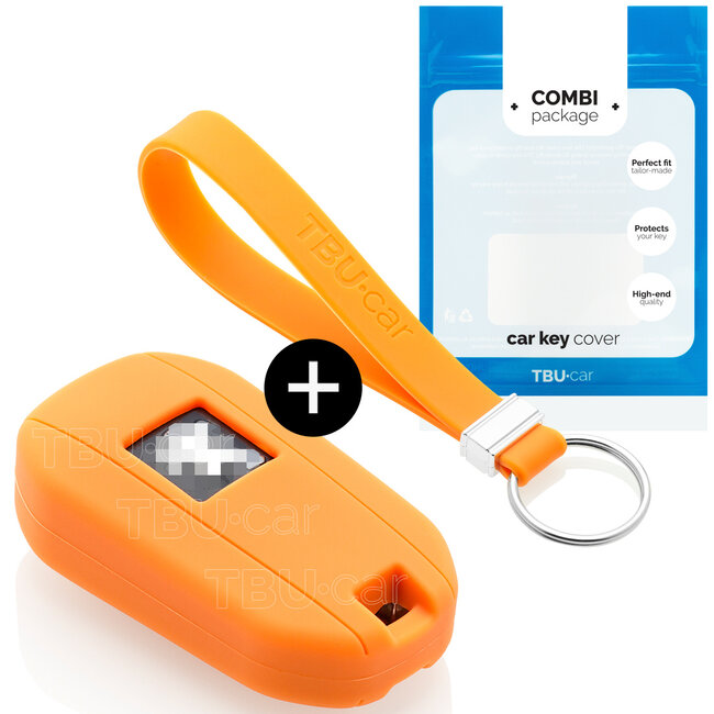 Autoschlüssel Hülle kompatibel mit Citroën 3 Tasten (Licht Taste) - Schutzhülle aus Silikon - Auto Schlüsselhülle Cover in Orange