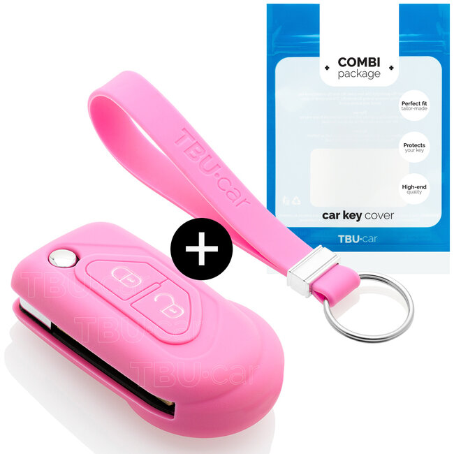 Funda Carcasa llave compatible con Citroën - Funda de Silicona - Cover de Llave Coche - Rosa