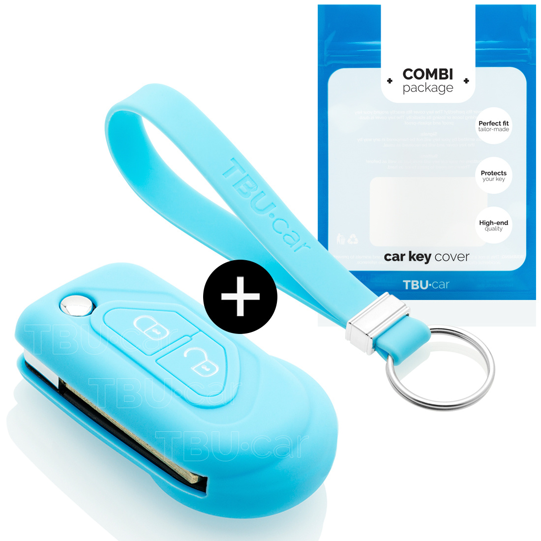 TBU car TBU car Car key cover compatible with Citroën - Silicone Protective Remote Key Shell - FOB Case Cover - Light Blue